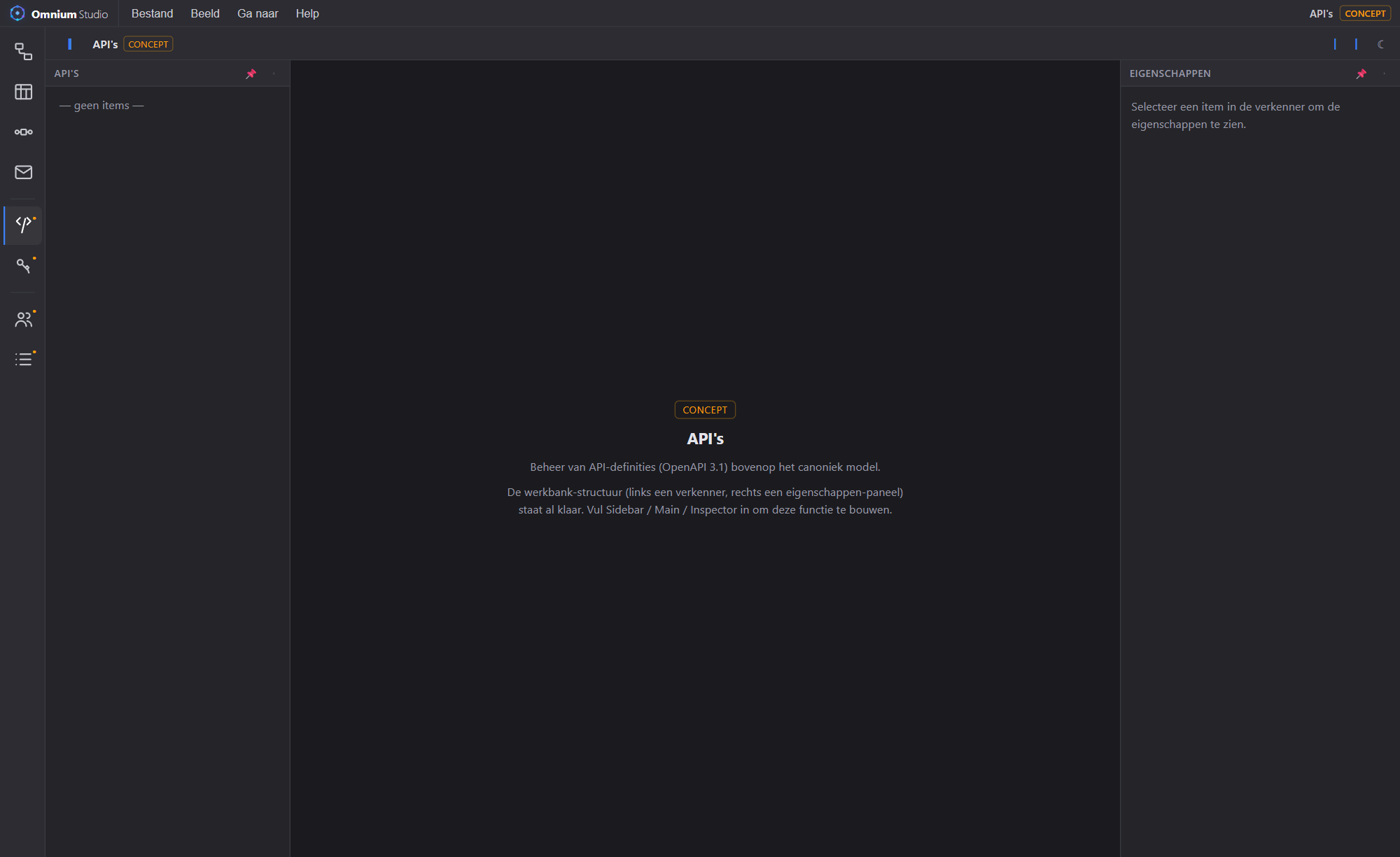 Concept-activiteit API's in Omnium Studio